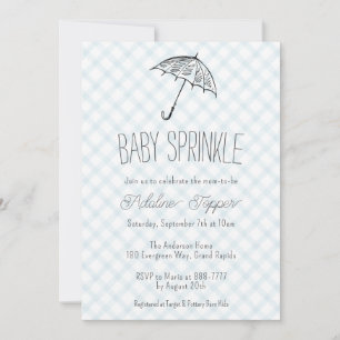 Convite 001 Guarda-chuva Azul Céu Moderno Baby Sprinkle Xa
