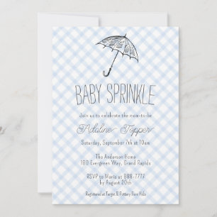 Convite 003 Guarda-chuva Moderno Baby Sprinkle Xadrez