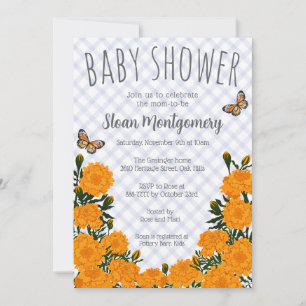 Convite 004 Chá de Bebê Marigold Borboleta Monarca Índigo