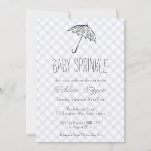 Convite 005 Íris Guarda-Chuva Moderno Xadrez Baby Sprinkle
