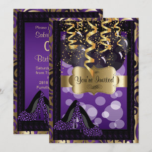 Convite 00th Saltos altos do roxo da festa de aniversário