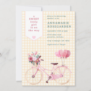 Convite 010 Bicicleta Menina Floral Doce Âmbar Chá de Bebê