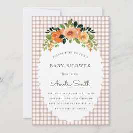Convite 013 Chocolate Gingham Baby Shower Invitations