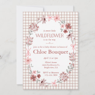 Convite 013 Chocolate Wildflower Arco Gingham Chá de Bebê