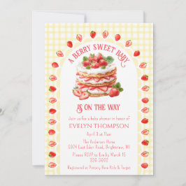 Convite 015 Lemon Plaid Strawberry Shortcake Baby Shower