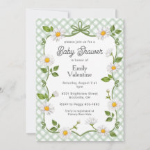 019 Floral Verde Florido Xadrez Bebê Shower
