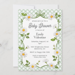 Convite 019 Floral Verde Florido Xadrez Bebê Shower