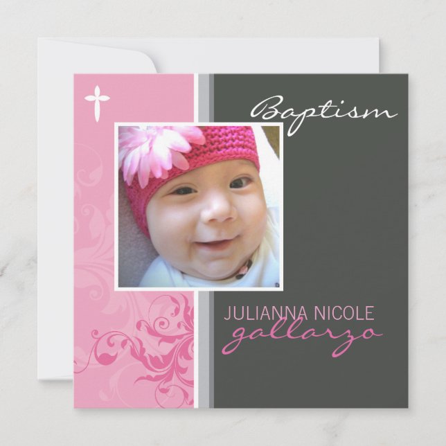Convite 039 Celia: Baptism Invite - posh 2SQ V1 (Frente)