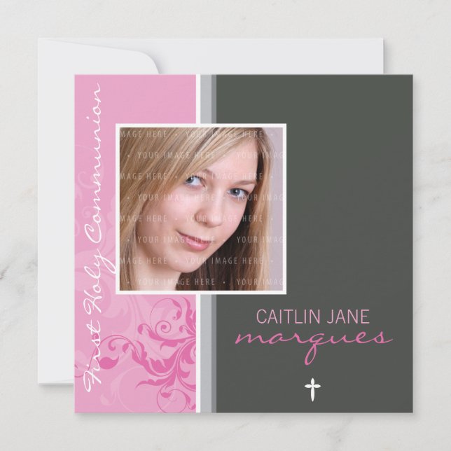 Convite 065 Rosemary:: O PRIMEIRO COMUNHÃO CONVIDA (Frente)