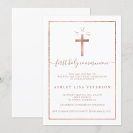 Convite 1ª comuna Elegant rosa gold