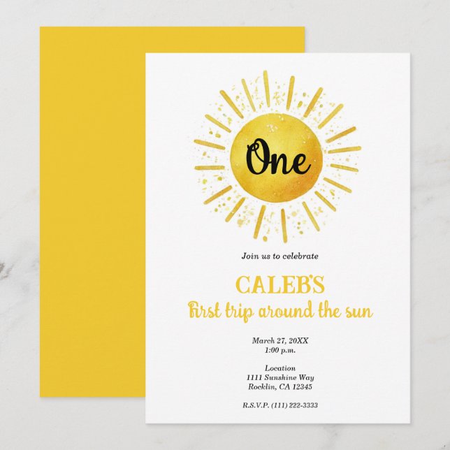 Convite 1ª Viagem em Torno do Sol Aniversário de 1 Ano (Frente/Verso)