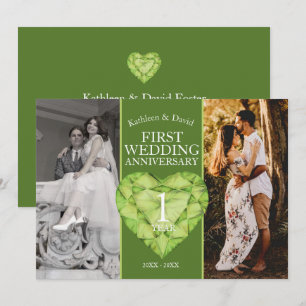 Convite 1º aniversário de casamento com peridoto agora e d