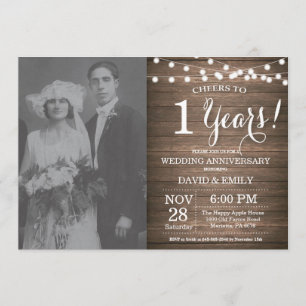 Convite 1º Aniversário de Casamento em Madeira Rústica
