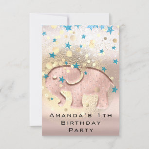 Convite 1º aniversário do Chá de fraldas Elefante Doura