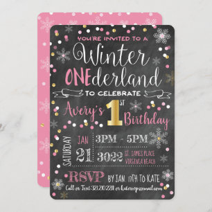 Convite 1º Aniversário do Chalkboard Winter ONE derland