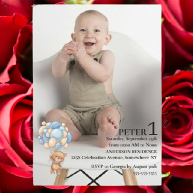 Convite 1º Aniversário do Menino (Celebrate your baby boy’s 1st birthday with a heartfelt invitation.)
