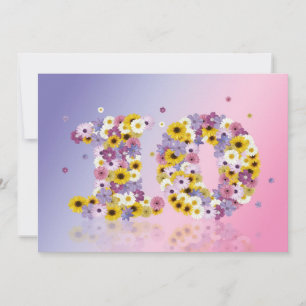 Convite 10ª Festa de aniversário, com letras floridas