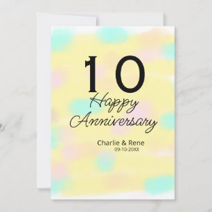 Convite 10º aniversário de casamento amarelo pastel nome r