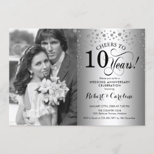 Convite 10º Aniversário de Casamento com Foto - Prata