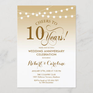 Convite 10º Aniversário de Casamento - Dourado Branco