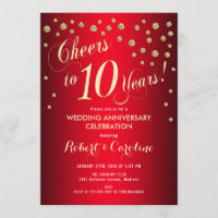10º Aniversário de Casamento - Vermelho & Dourado