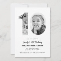 10º Aniversário Número 10 Colagem de Fotos Preto B