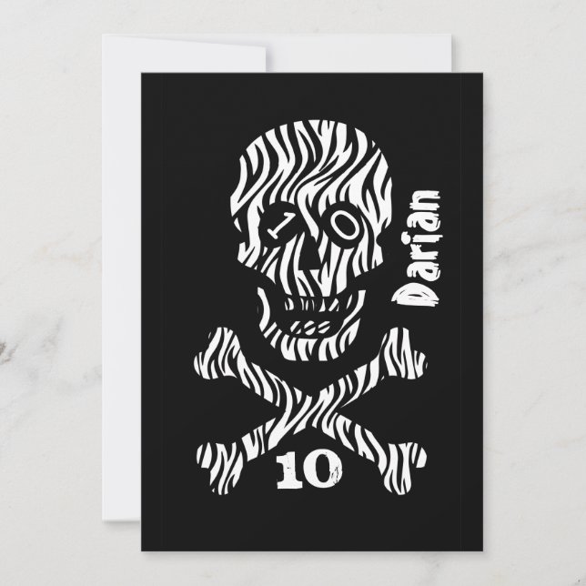 Convite 10º aniversário ou qualquer ano Caveira e Crossbon (Frente)