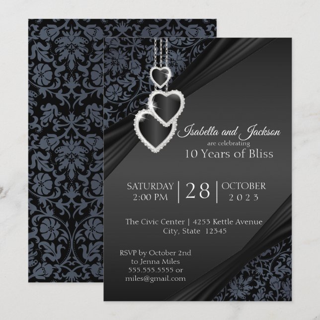 Convite 10º Design de Aniversário da Black Onyx (Frente/Verso)