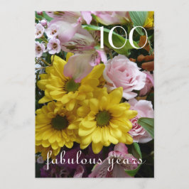 Convite 100ª Celebração de Aniversário!-Floral Rosa e Amar