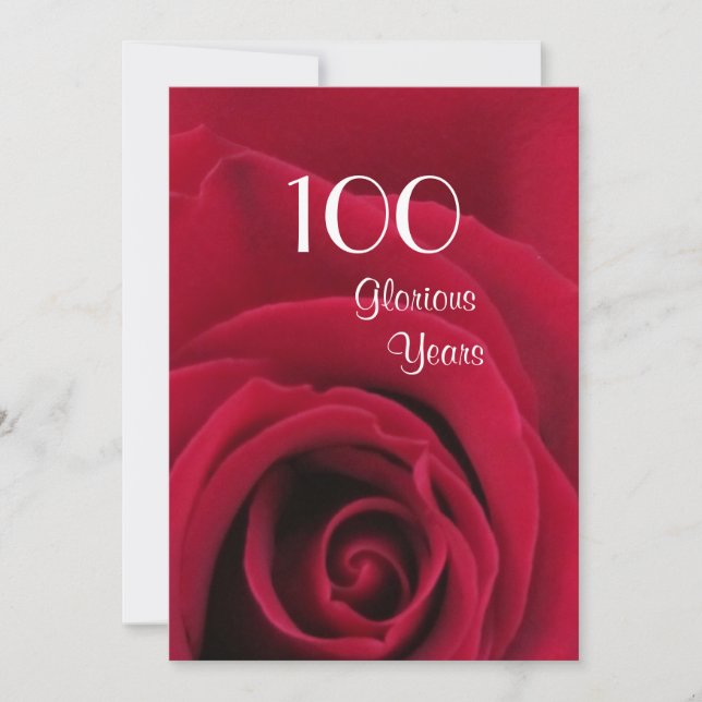 Convite 100ª Celebração de Aniversário!-Rosa vermelha prof (Frente)