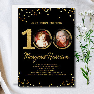 Convite 100ª Festa de aniversário de fotografia Glitter Co