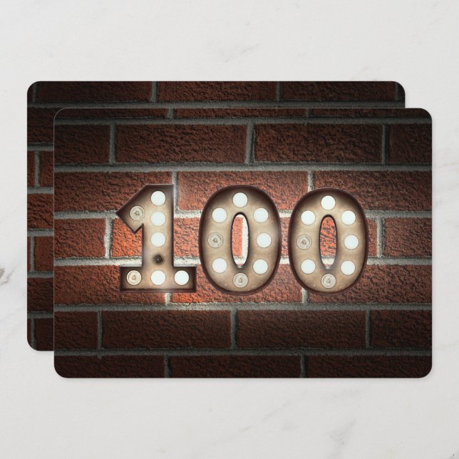 Convite 100ª Festa de aniversário de luzes laterais no tij (Frente/Verso)