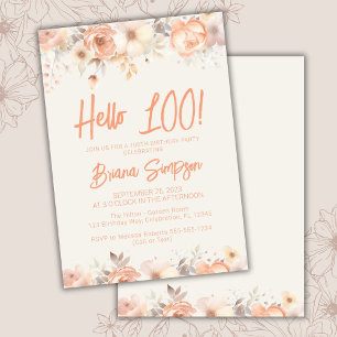 Convite 100ª Festa de aniversário Peach Beige Ivory Floral