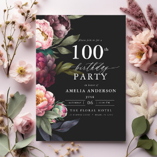 Convite 100º Aniversário da Moderna Moody Burgundy Blush F