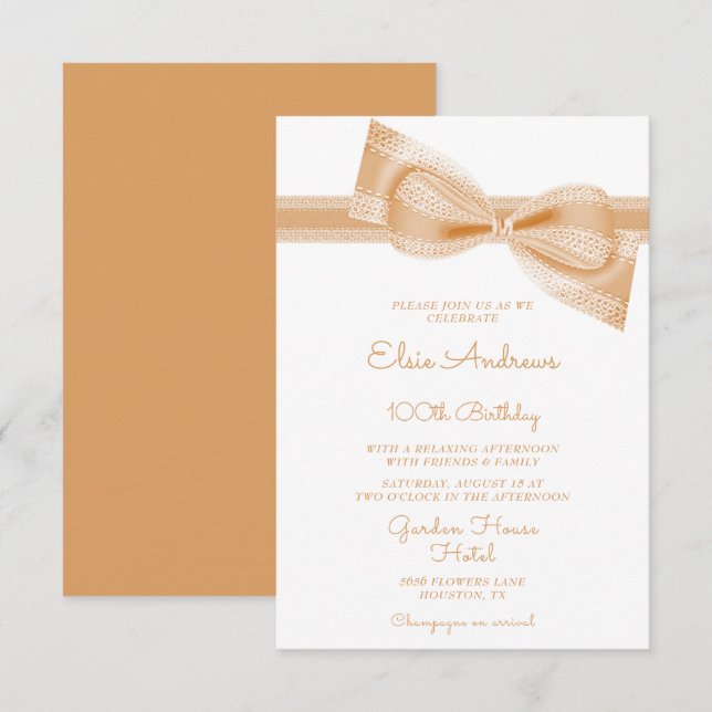 Convite 100º aniversário de Pêssego e Fita do Centenário (Frente/Verso)