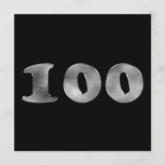 Convite 100º aniversário Prata preta| Número 100