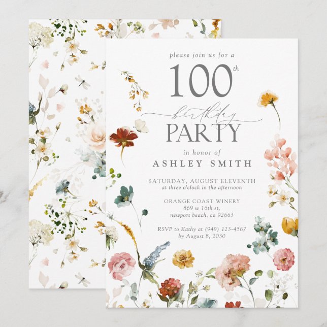 Convite 100.ª Placa Escorregosa Elegante de Festa de anive (Frente/Verso)