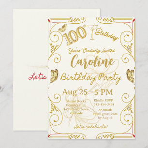 Convite 100.º aniversário Milestone Elegante