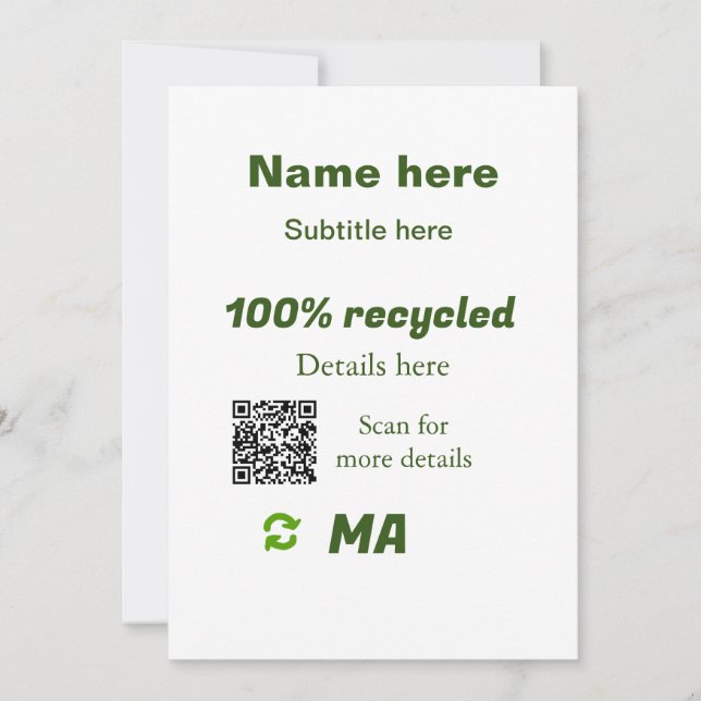 Convite 100% de reciclado adicionar código Q R aqui nome c (Frente)