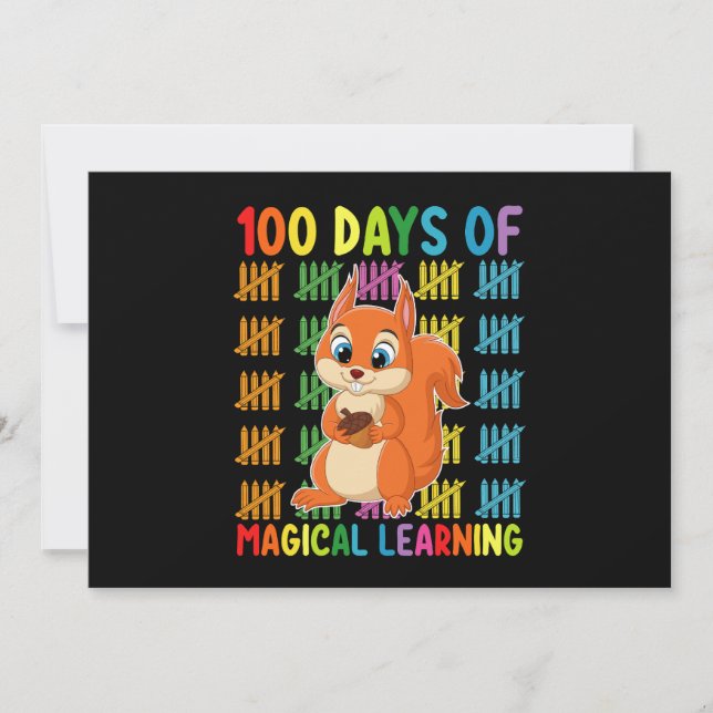 Convite 100 Dias De Escola De Esquilo De Aprendizado Mágic (Frente)