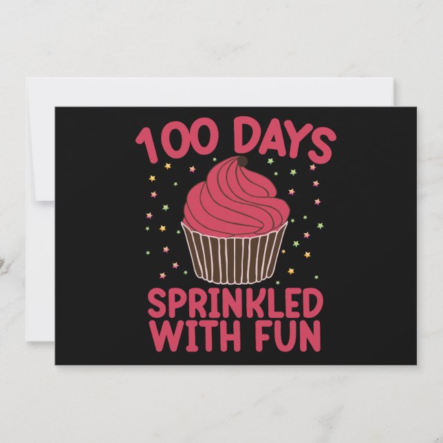Convite 100 Dias Espalhados Com Diversão Cupcake Garota da (Frente)
