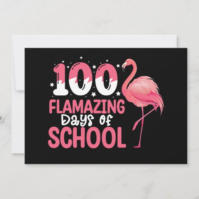 Convite 100 Dias Incríveis de Professora Flamingo da Escol (Frente)