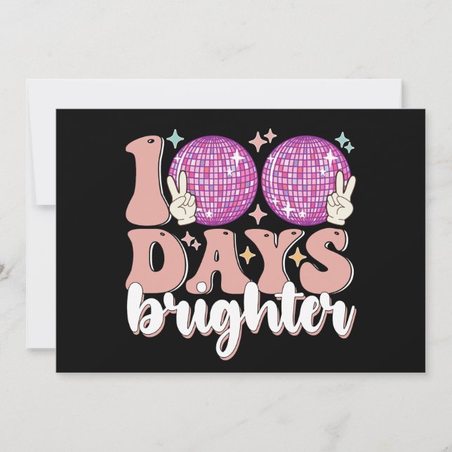 Convite 100 Dias Mais Brighter Disco Ball 100º Dia da Esco (Frente)