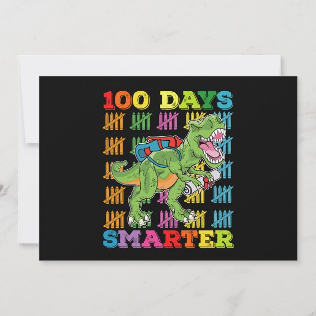 Convite 100 Dias Mais Inteligentes T Rex Dinossaur 100. (Frente)
