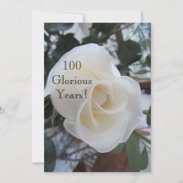 Convite 100 GloriousYear!-Birthday Celebration/White Rose (Frente)