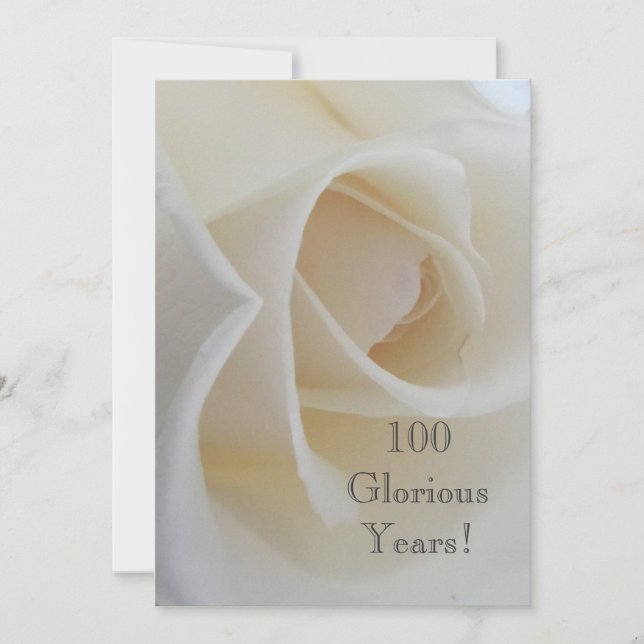 Convite 100 GloriousYear!-Birthday Celebration/White Rose (Frente)