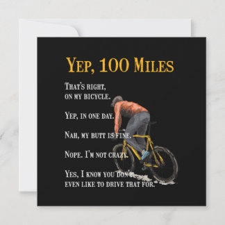 Convite 100 Miles Bike Biking Cycling Cyclist Bicycle Gift