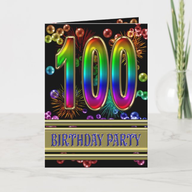 Convite 100th Birthday party Invitation (Frente)