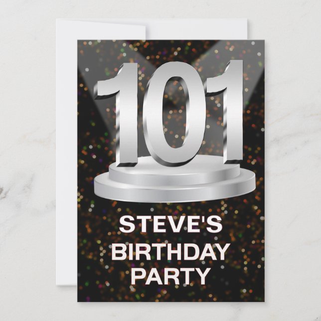 Convite 101Convite de aniversário Adicionar um Nome (Frente)