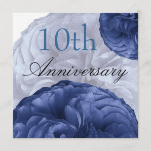Convite 10o Rosas do azul marinho do aniversário e os